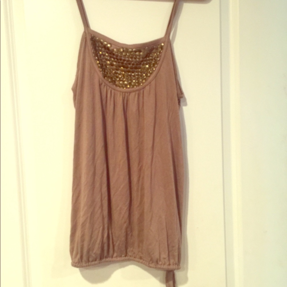 Taupe top with detailing size m